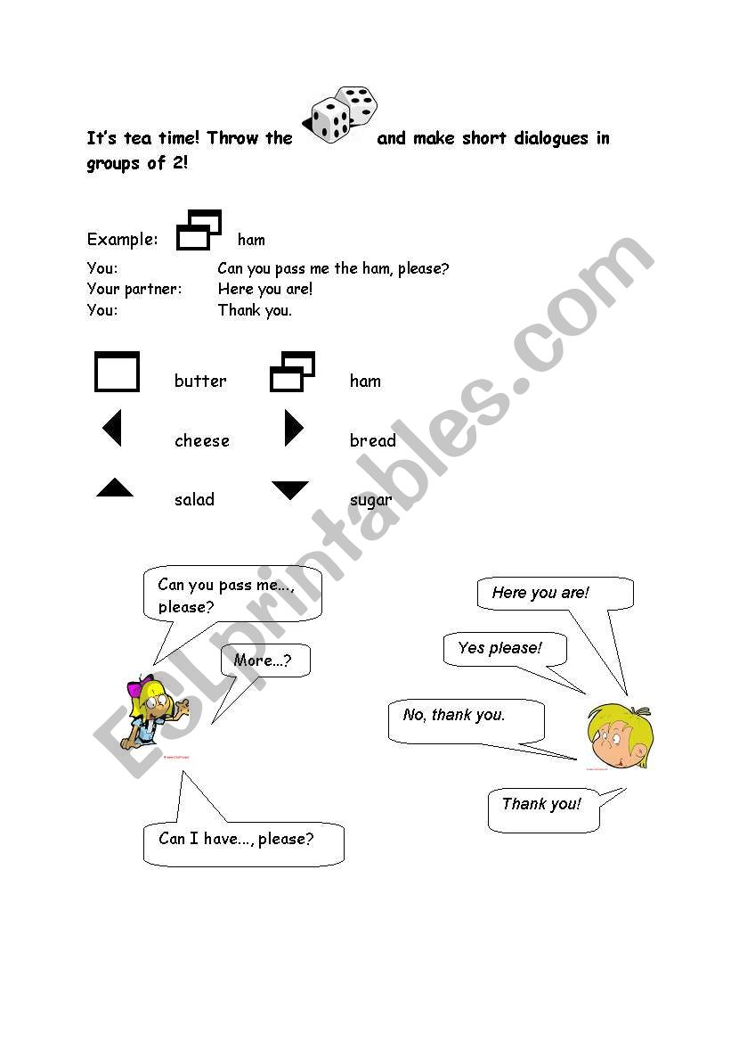 What can we say at the table worksheet