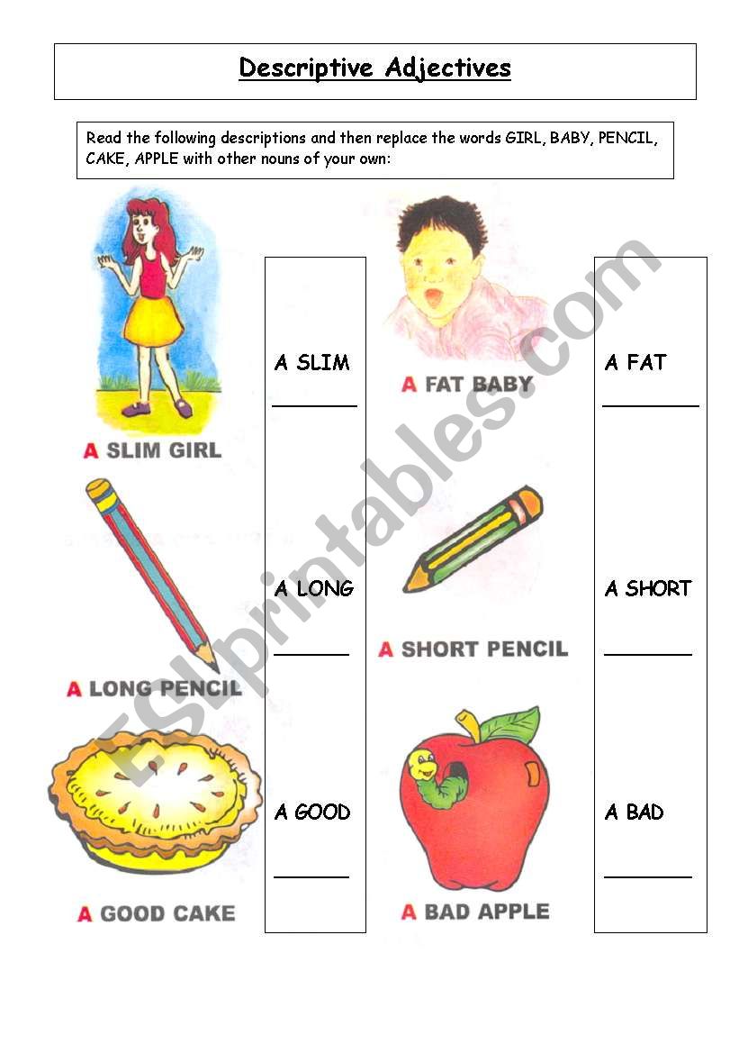 Descriptive Adjectives worksheet