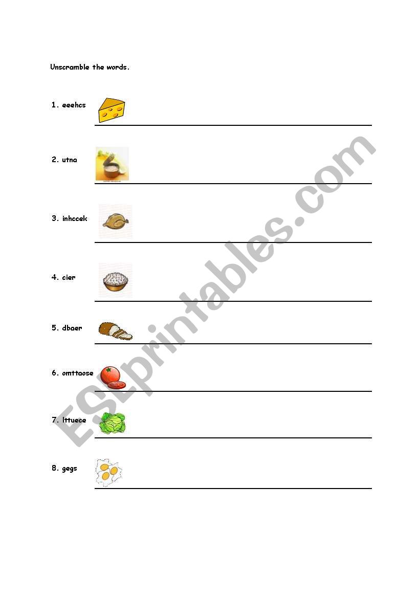 Food worksheet