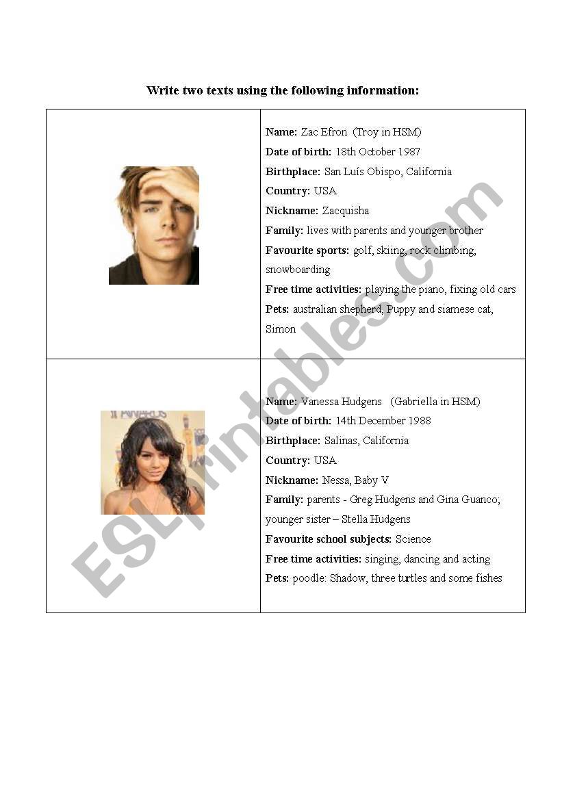 Personal Identification worksheet