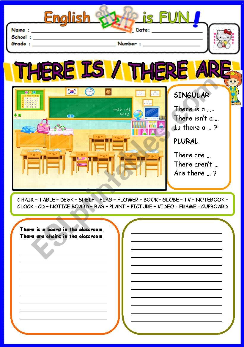 THERE IS THERE ARE ESL Worksheet By Bburcu