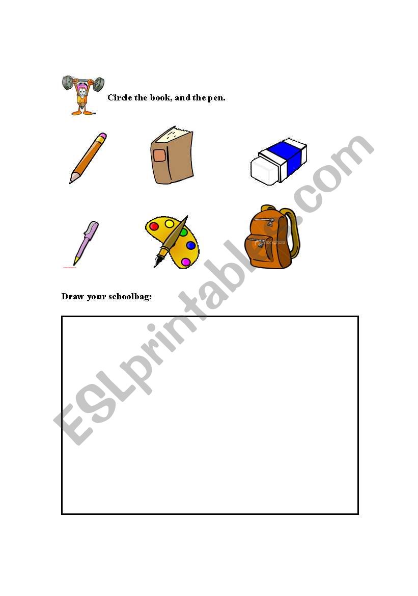 school objects worksheet