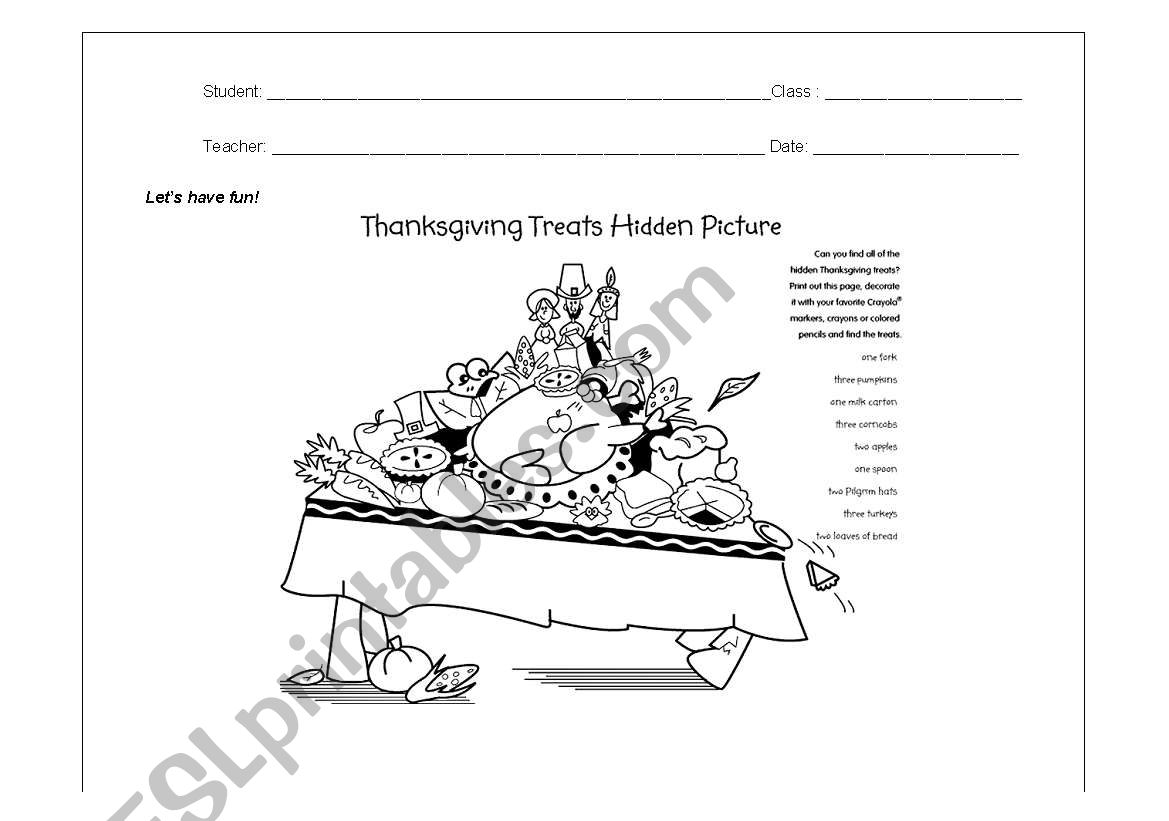 Thanksgiving Day worksheet