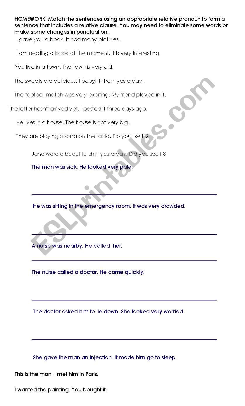 relative clauses worksheet