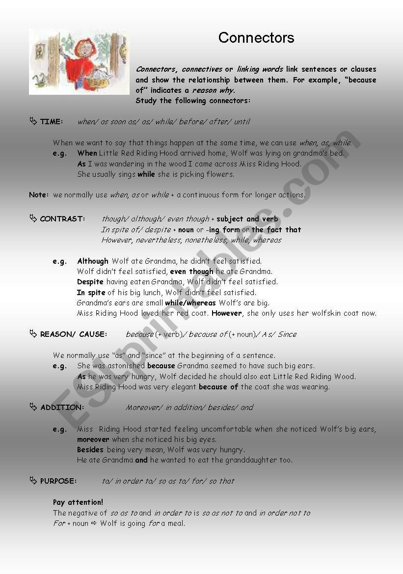 Connectors worksheet