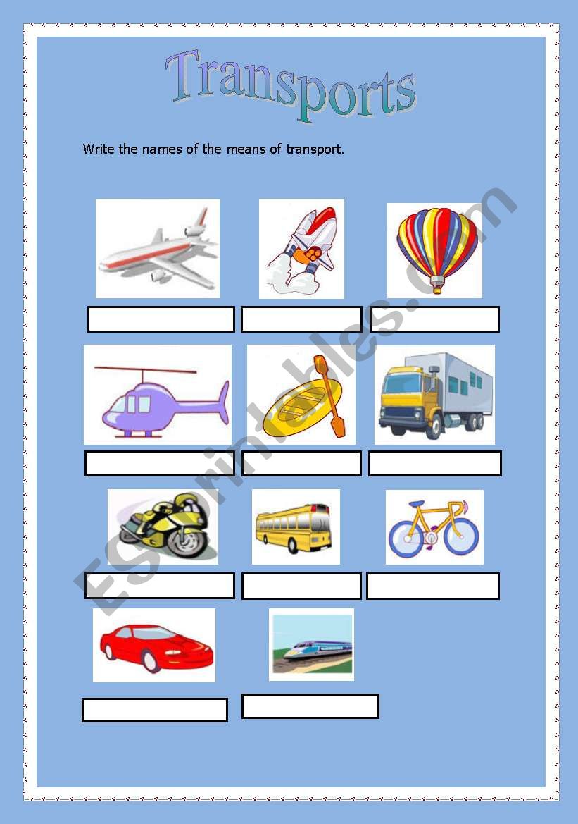 Means of Transport worksheet