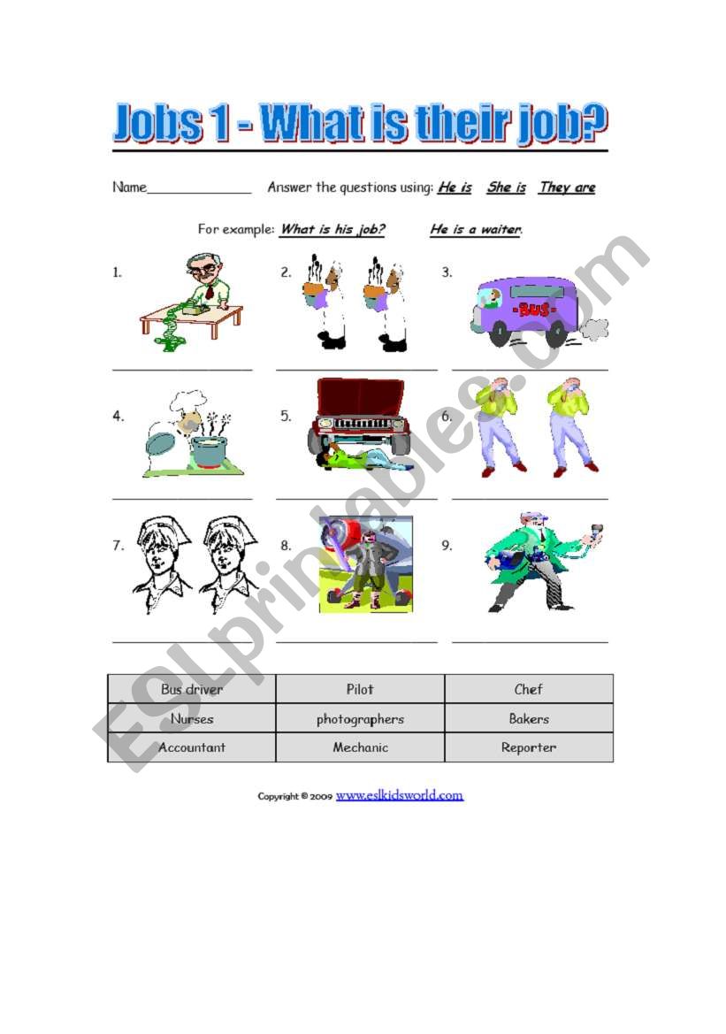 jobs worksheet