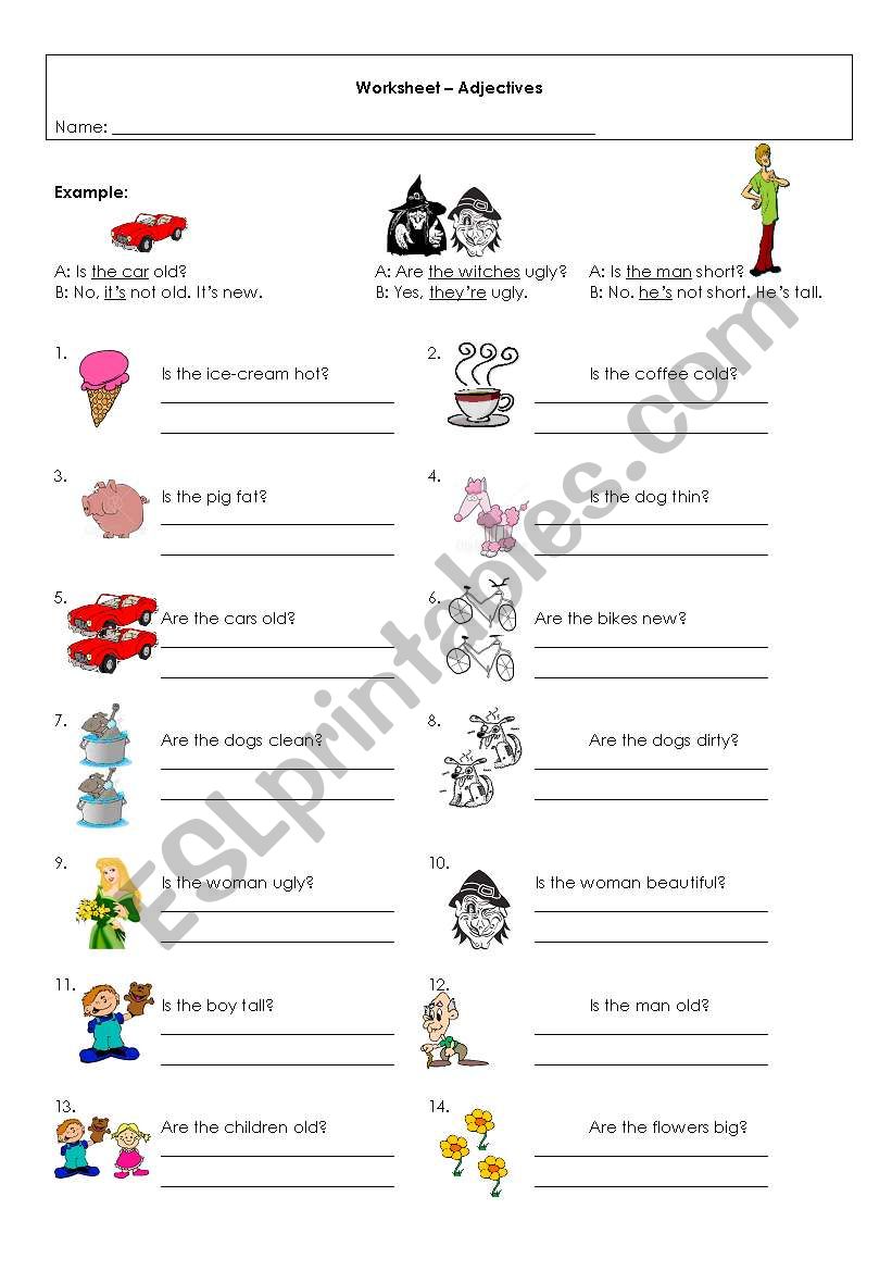 Adjectives-To be worksheet