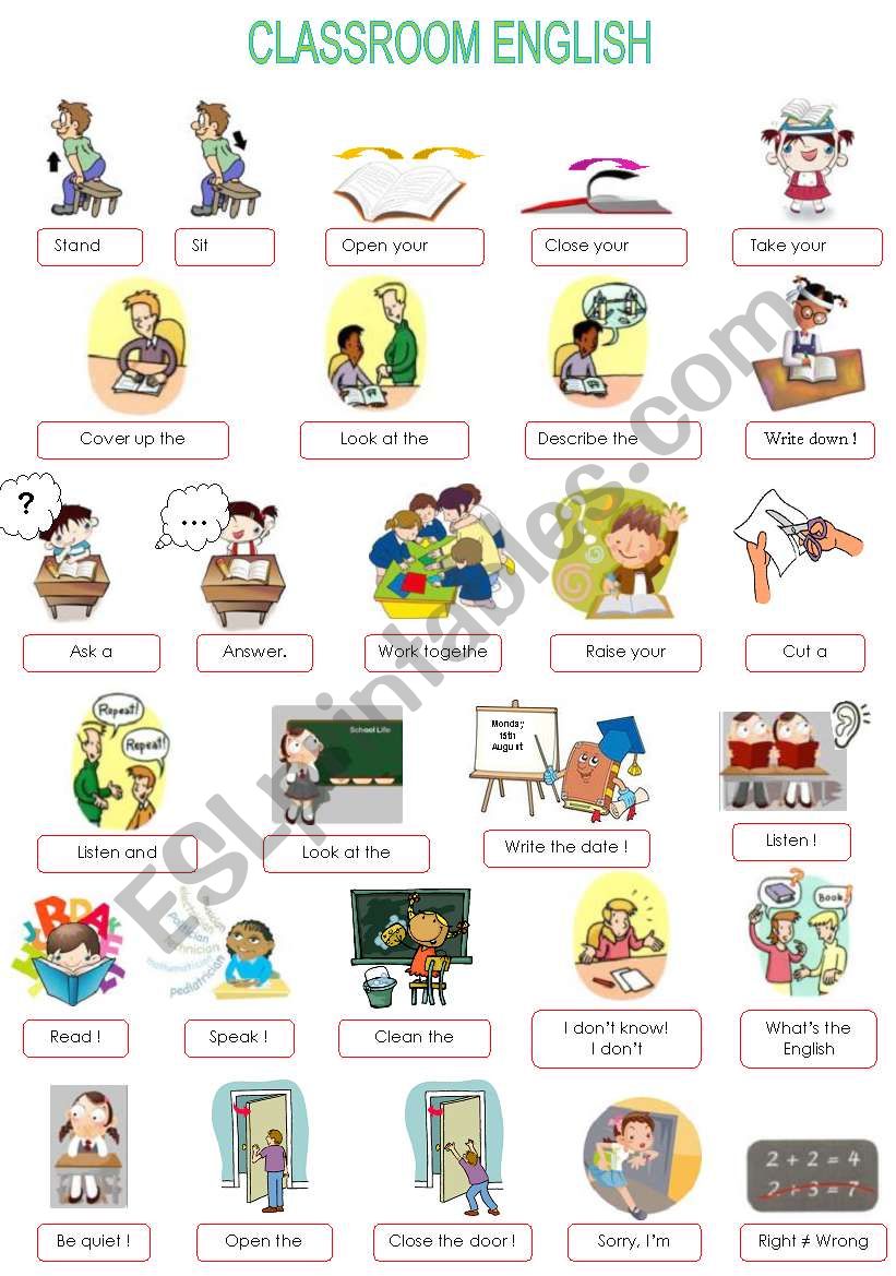 Classroom English ESL Worksheet By Chibini