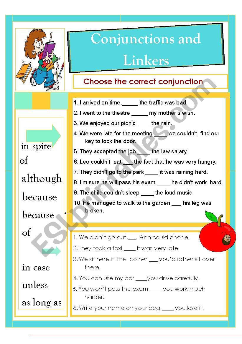 Conjunctions and Linkers worksheet