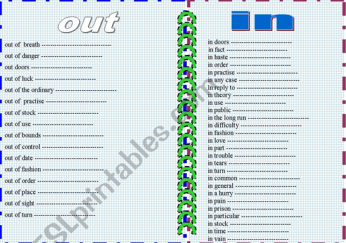 prepositions at the beginning    ( out  -  in  )