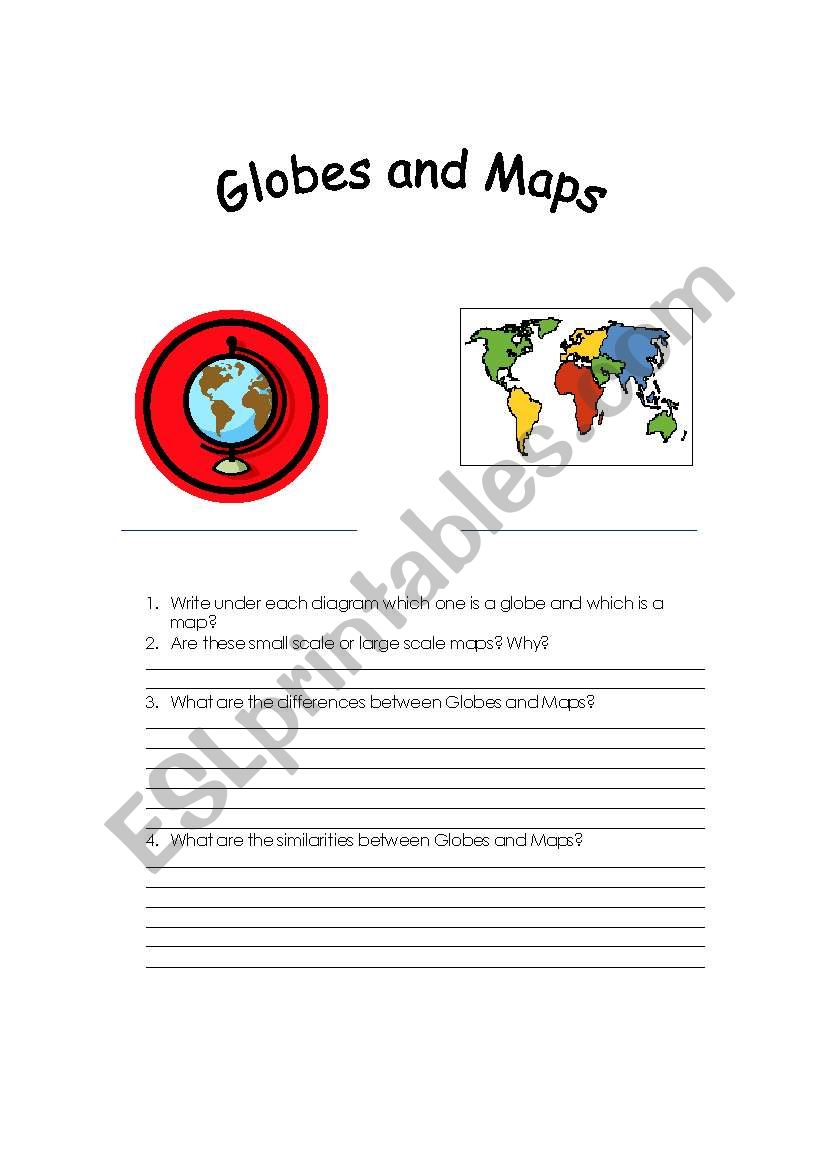 English worksheets: Globes and Maps