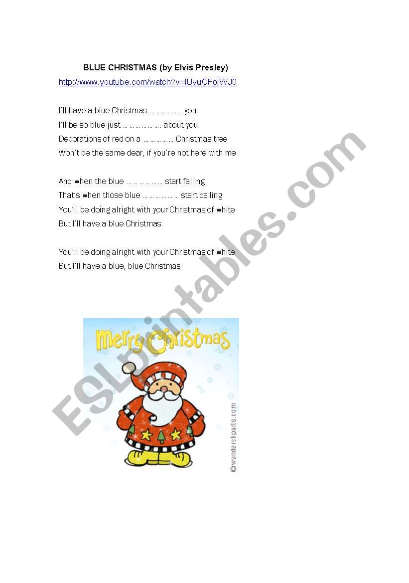 Blue Christmas worksheet