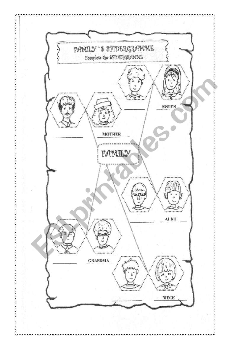 Familys Spidergramme worksheet