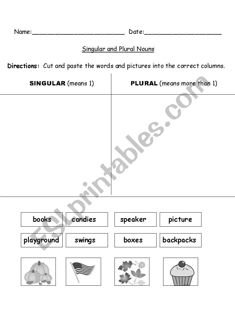 Singular and Plural Nouns worksheet