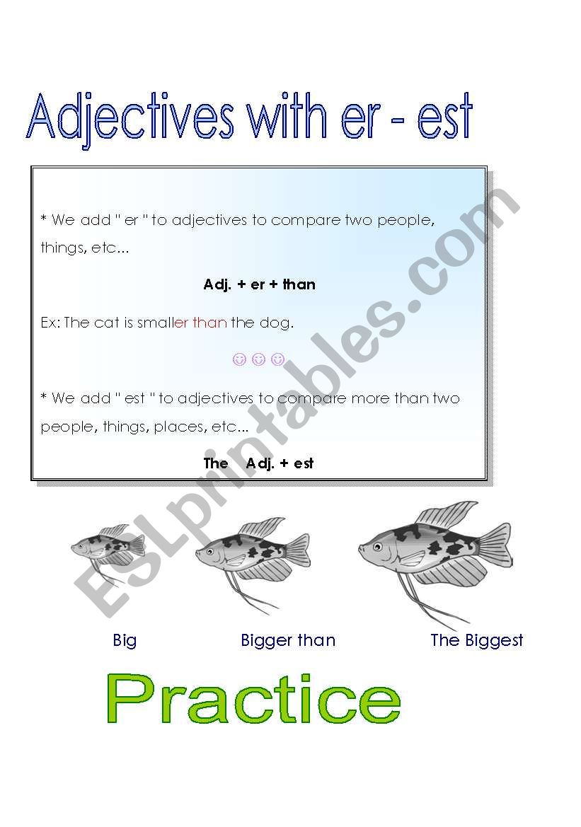 Adjective exercises worksheet