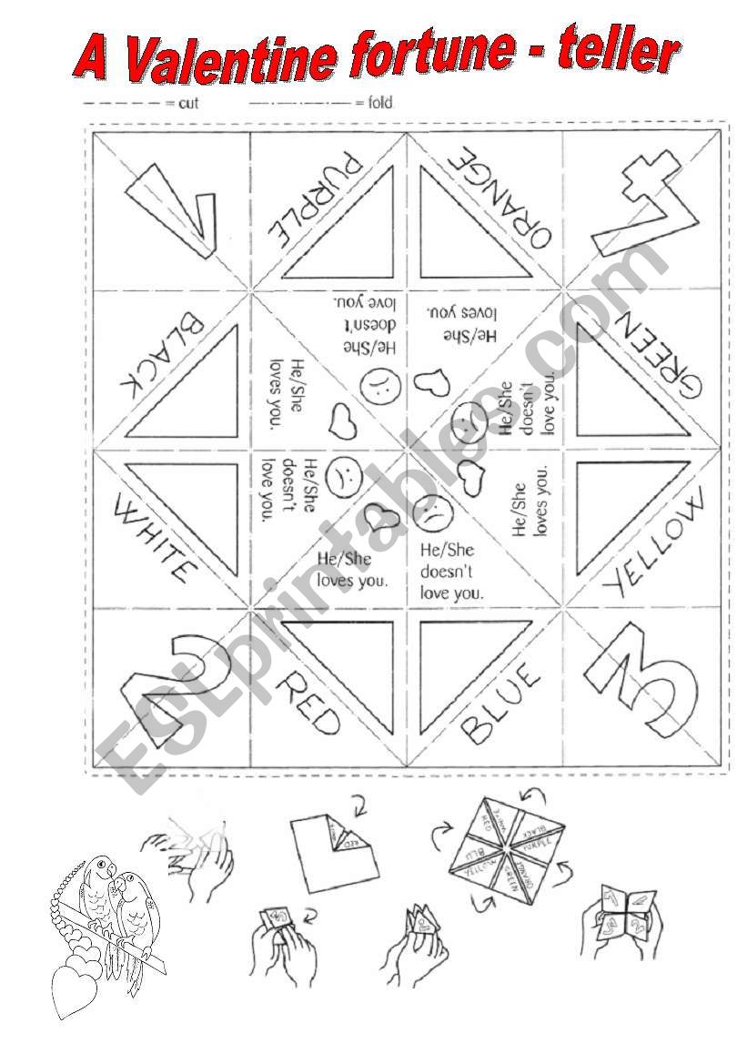 A Valentine Fortune Teller ESL Worksheet By Zava