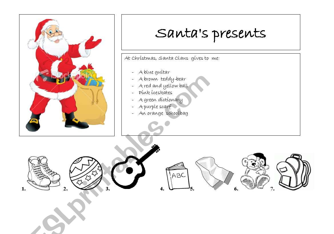 santas presents worksheet