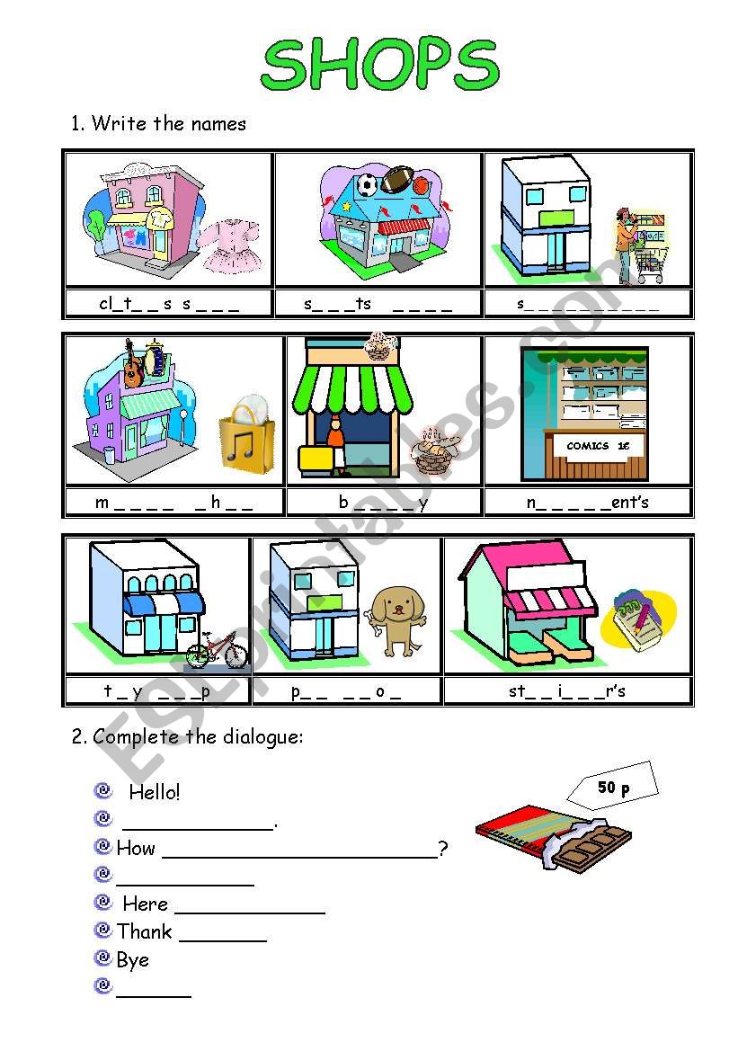 Shopping ESL Worksheet By Chedei