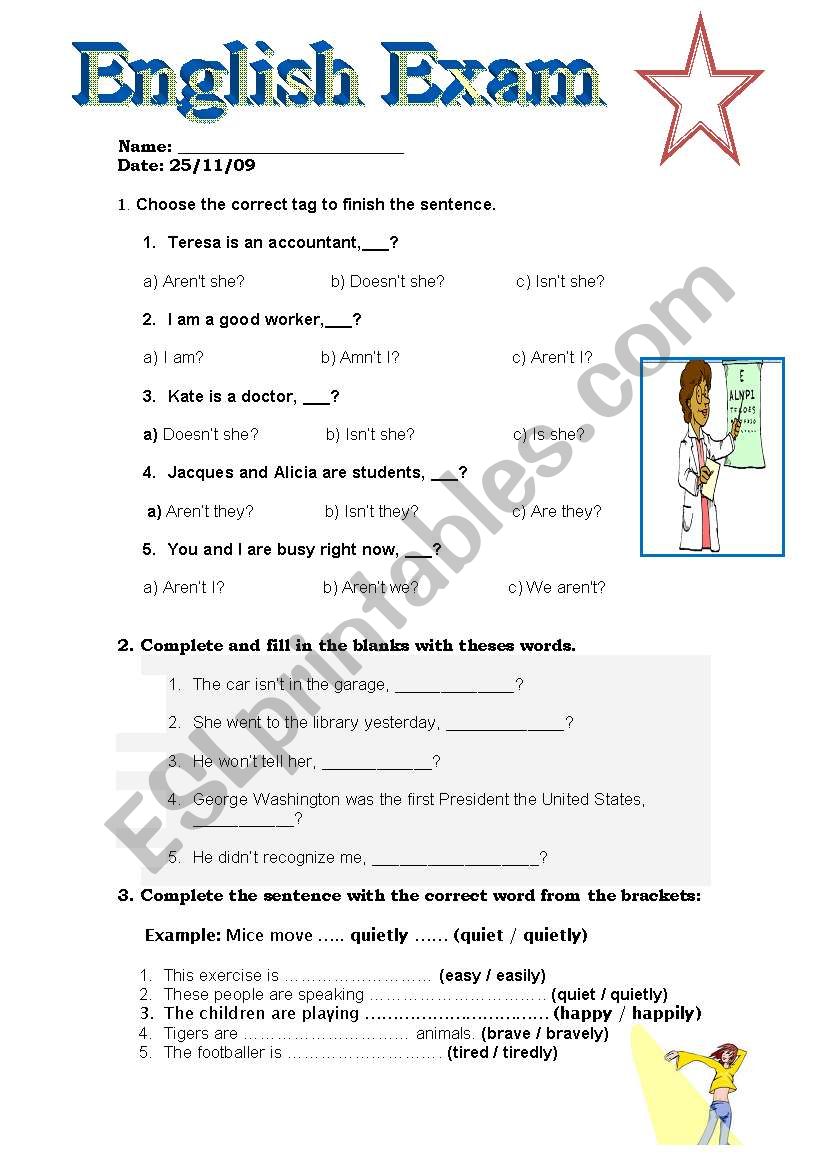 english exam  worksheet