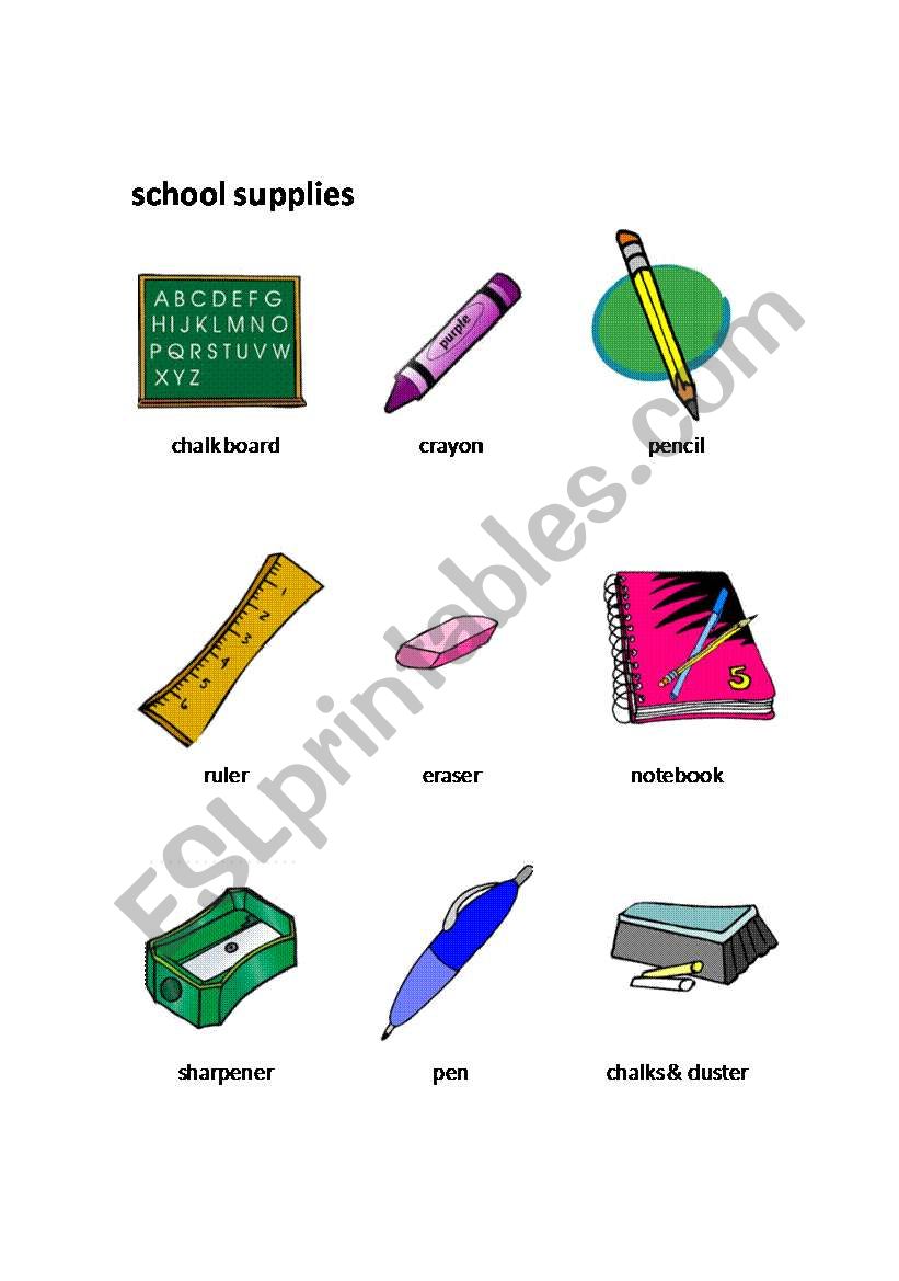 School Supplies  worksheet