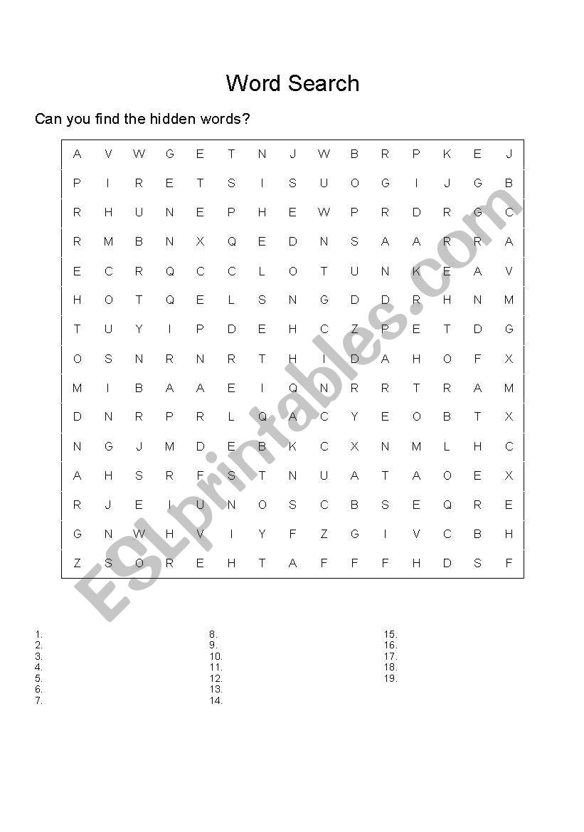 WORDSEARCH:: THE FAMILY worksheet
