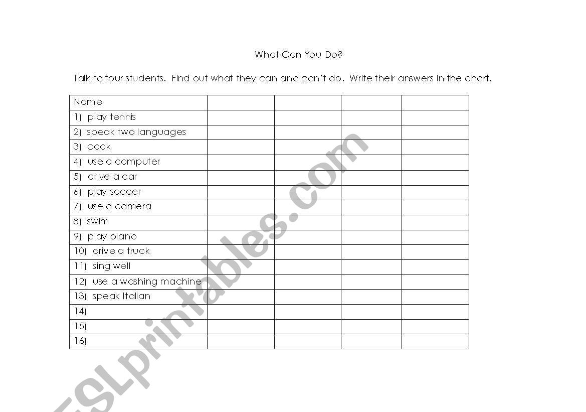 What Can You Do worksheet