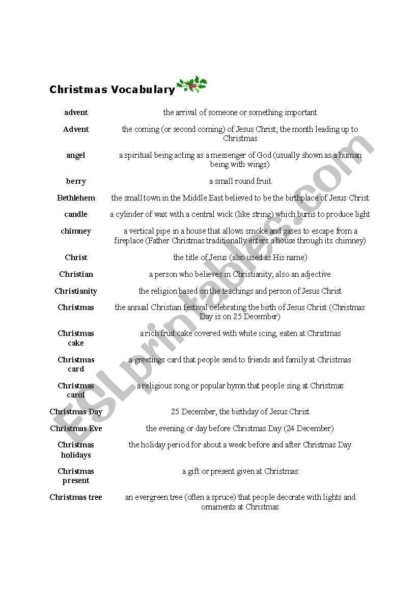 Christmas worksheet