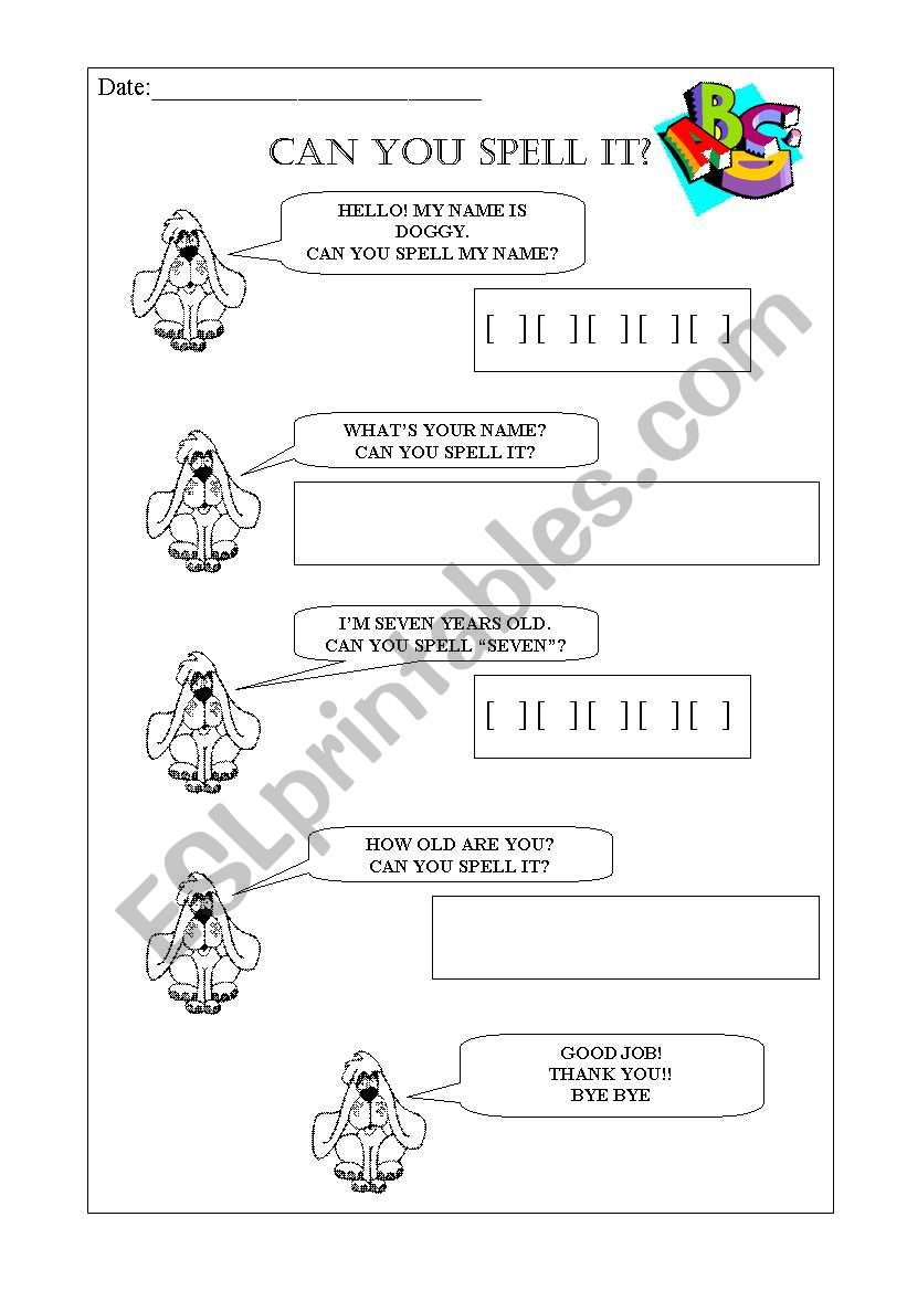 Spelling worksheet