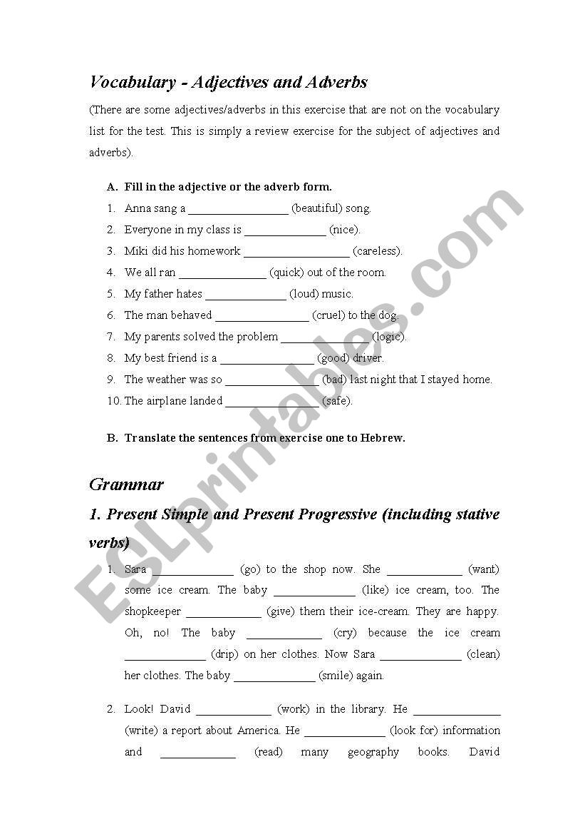 tenses worksheet