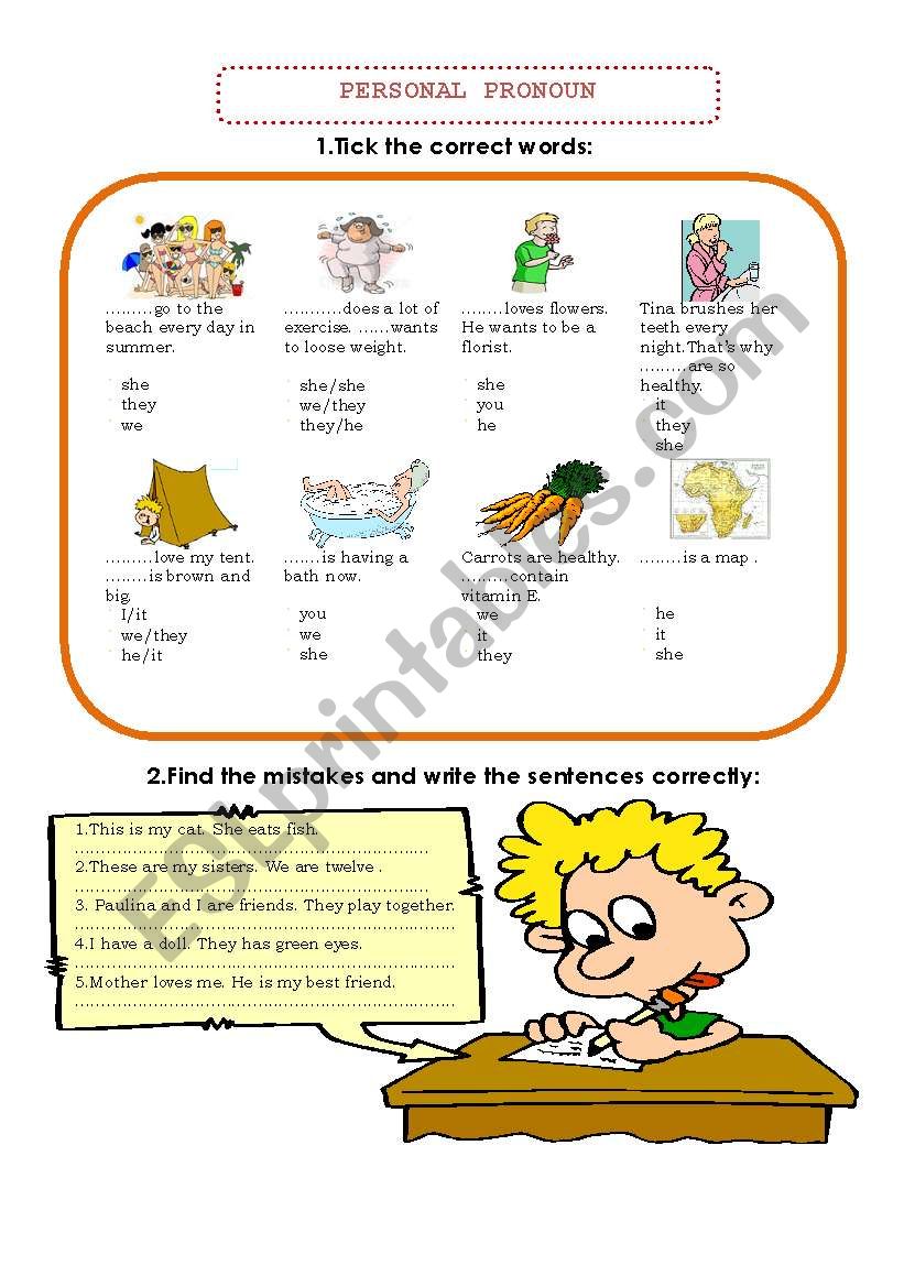 Personal Pronoun ESL Worksheet By Alexandra13