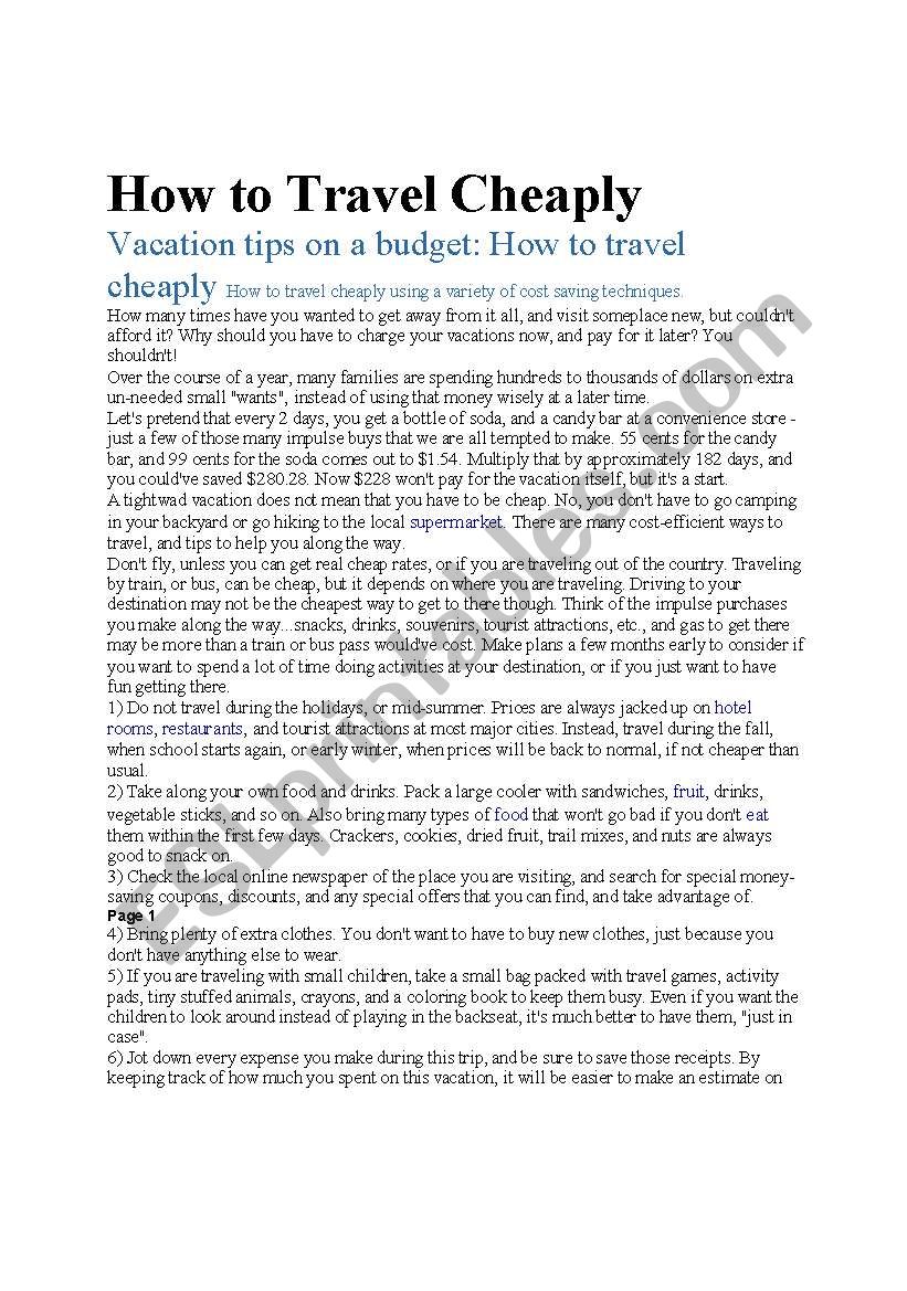 how-to-travel-cheaply-esl-worksheet-by-dartli