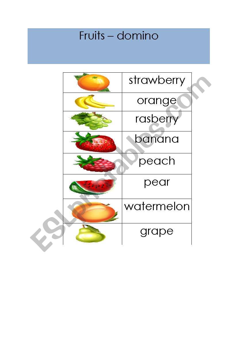 fruits - domino worksheet