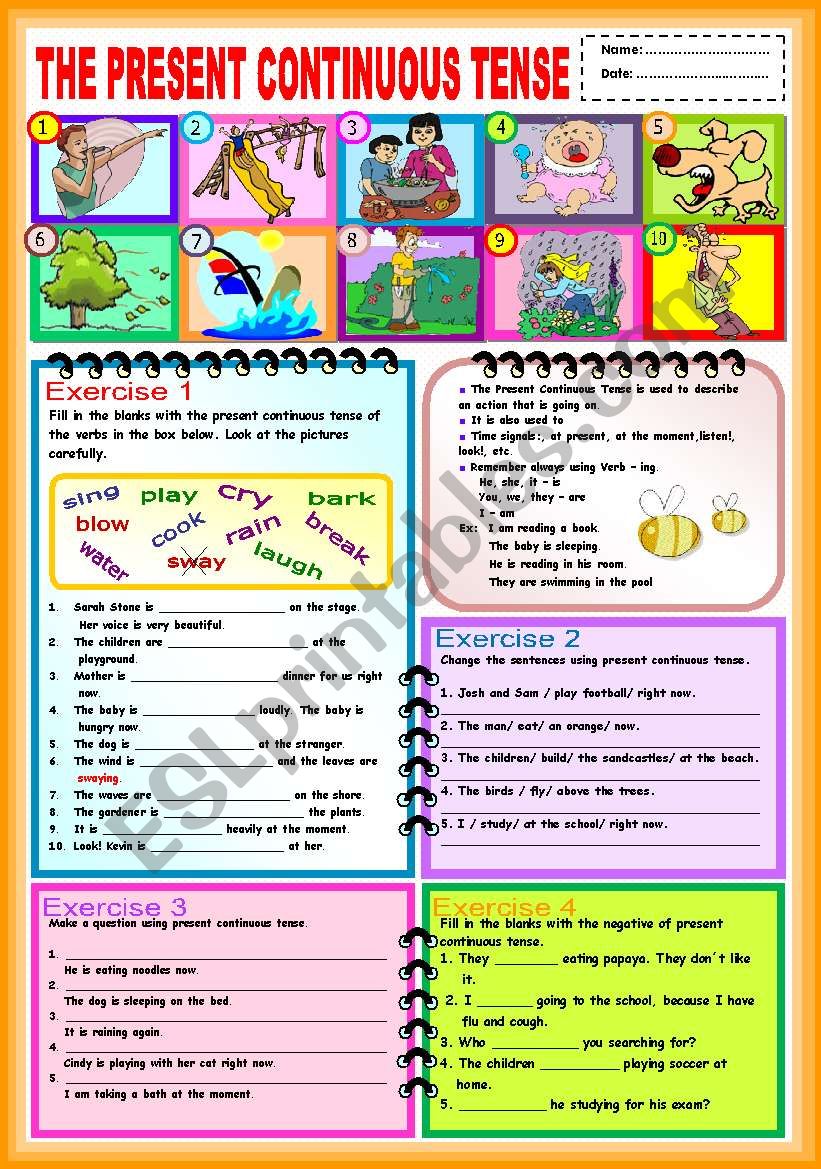 The Present Continuous Tense ESL Worksheet By Ayrin