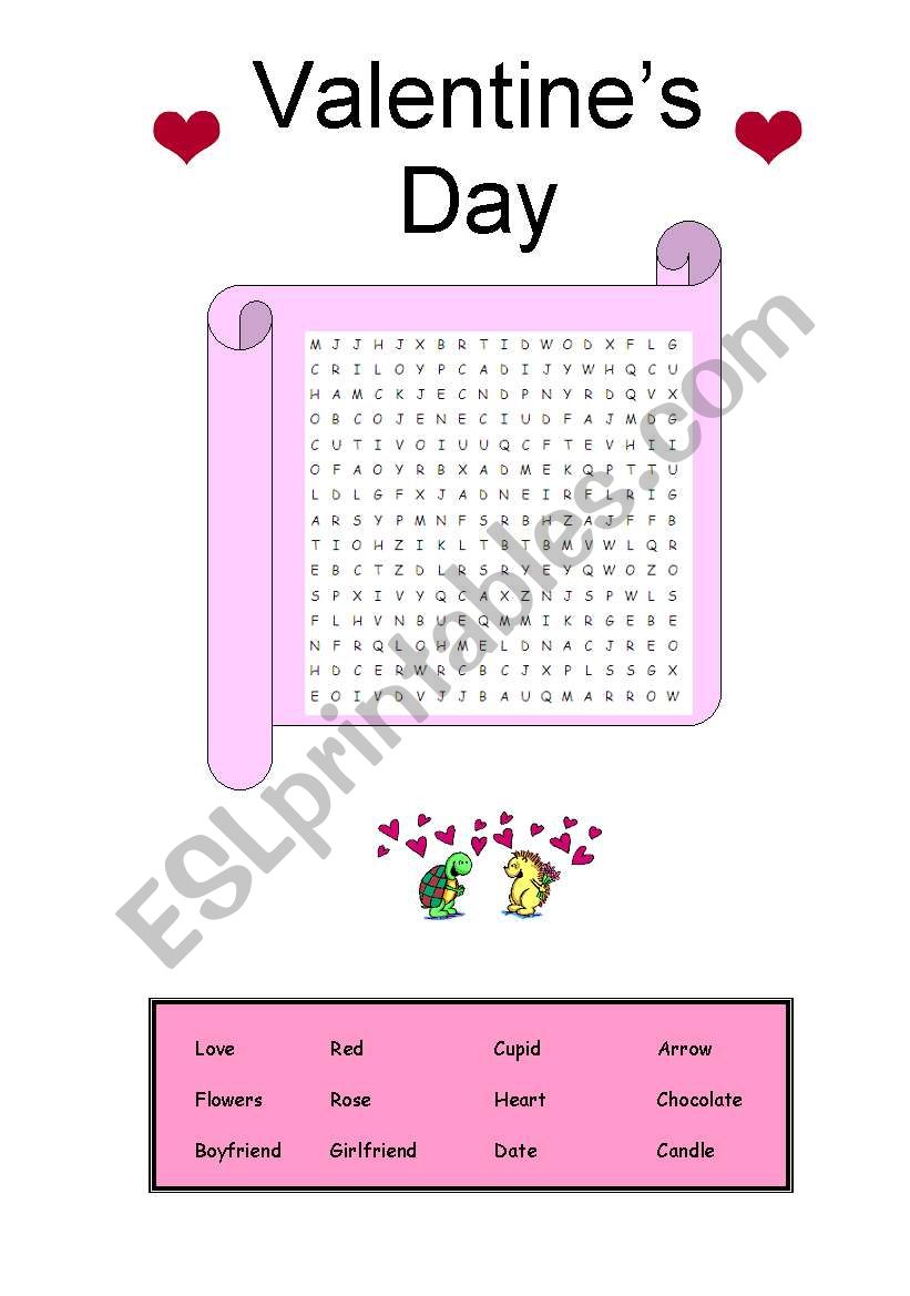 Valentines´ Day Wordsearch Esl Worksheet By Lmonforte