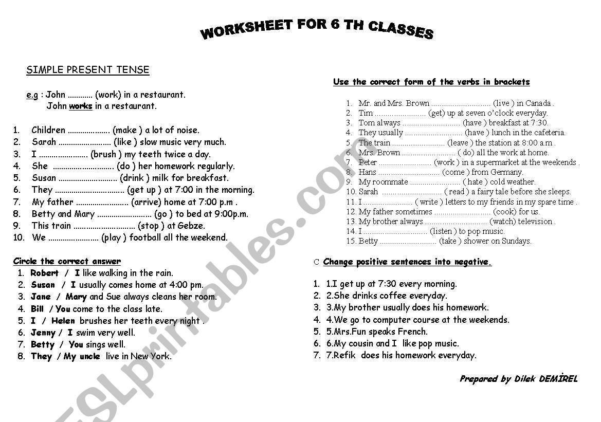 Present & Past Tense worksheet