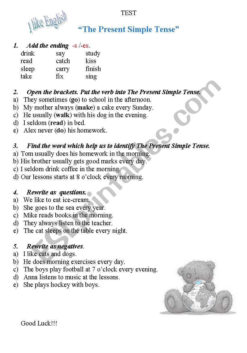 Test on The Present Simple Tense