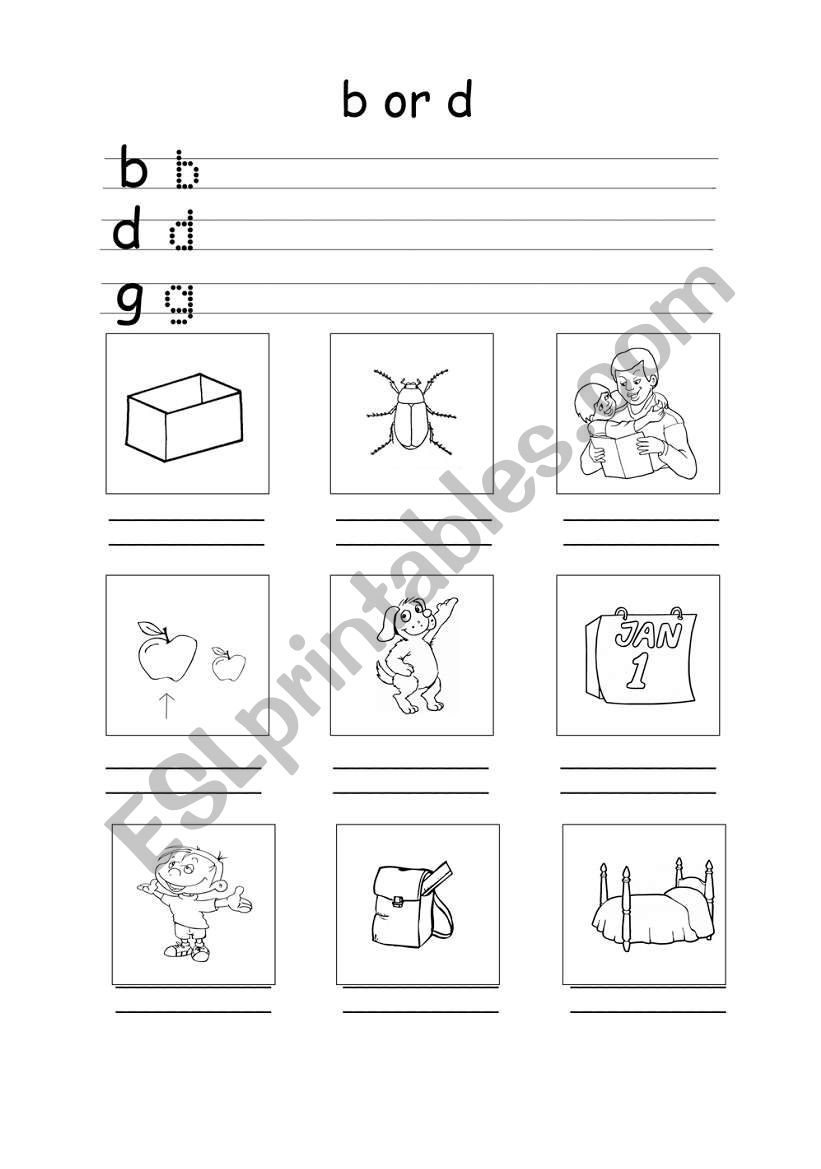 b, d, g spelling and CVC words - ESL worksheet by KatrinaZ For B And D Worksheet
