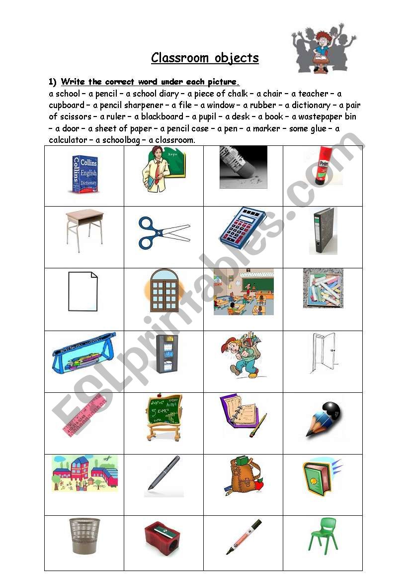 classroom objects worksheet