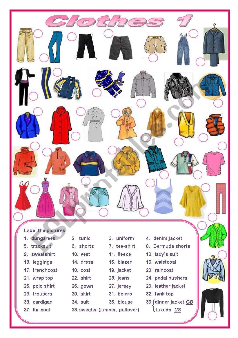 Clothes (editable) - ESL worksheet by ludique22