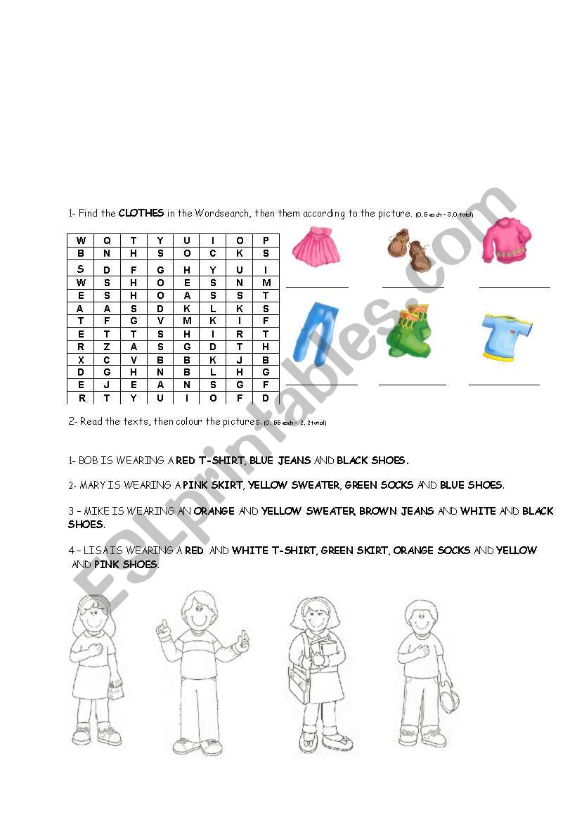 Clothes worksheet