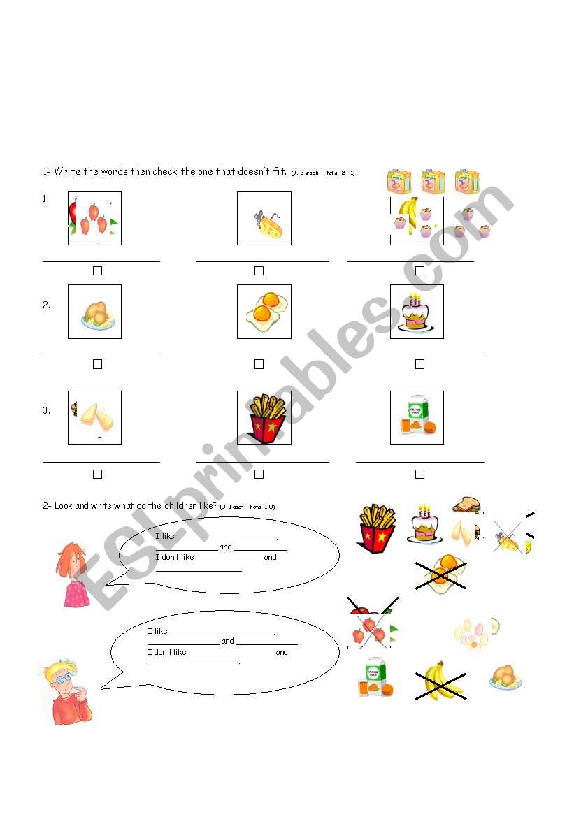 Food worksheet