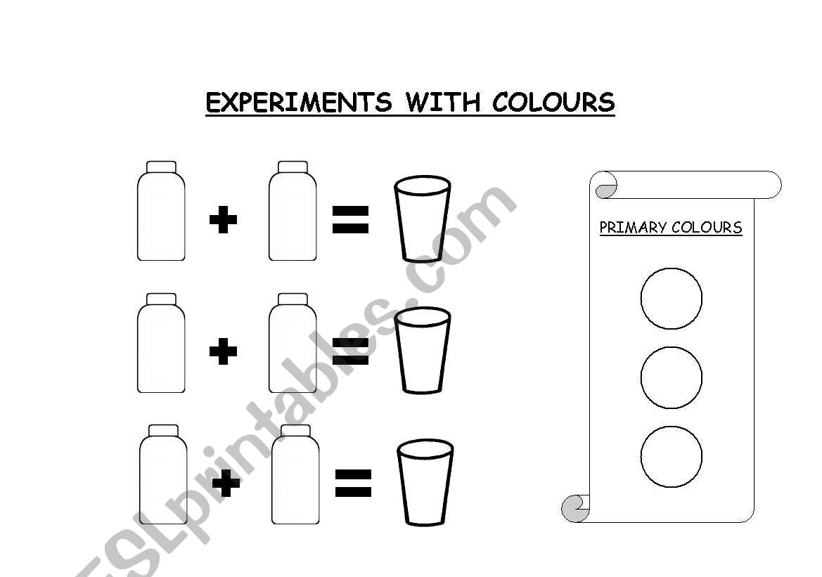 Experiments with colours worksheet
