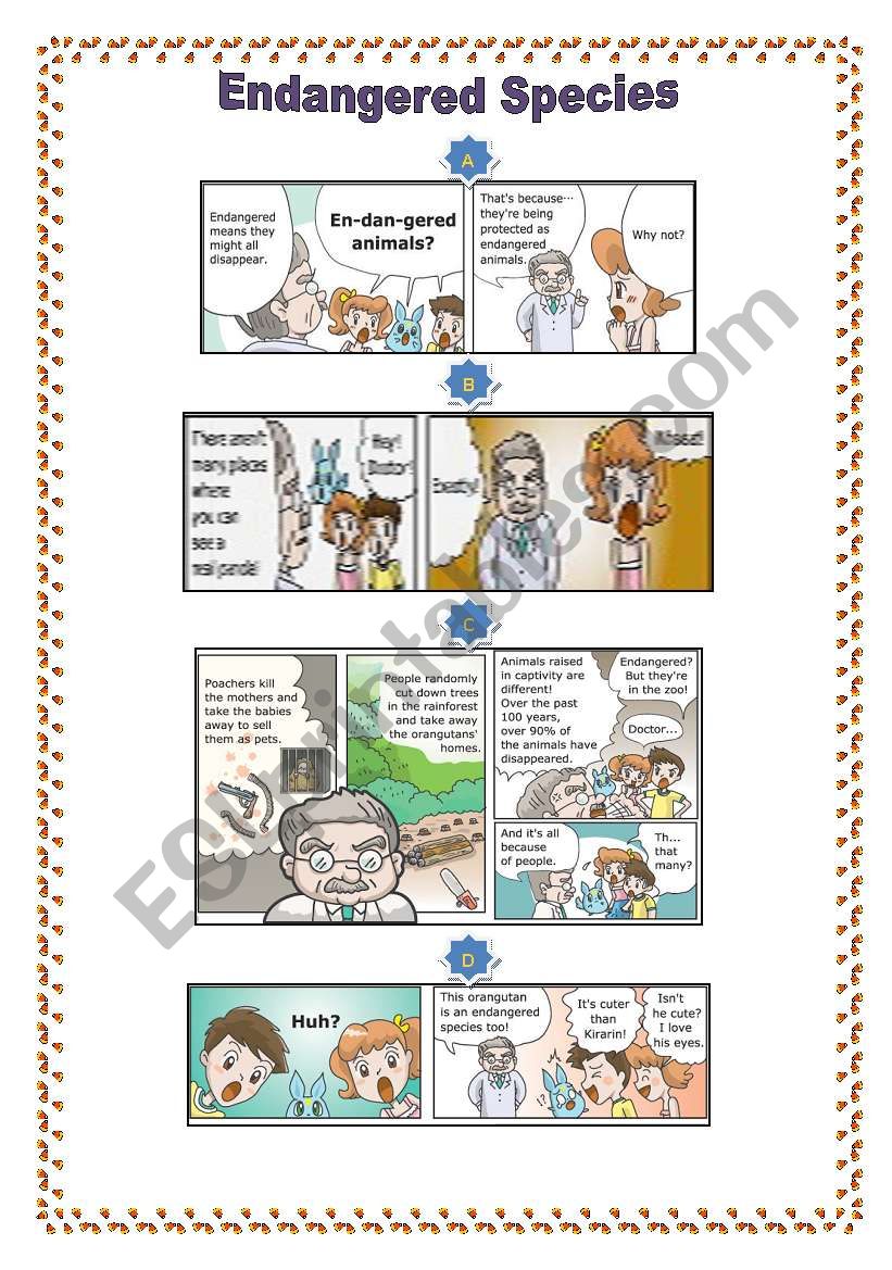 Engangered animals cartoons1 worksheet