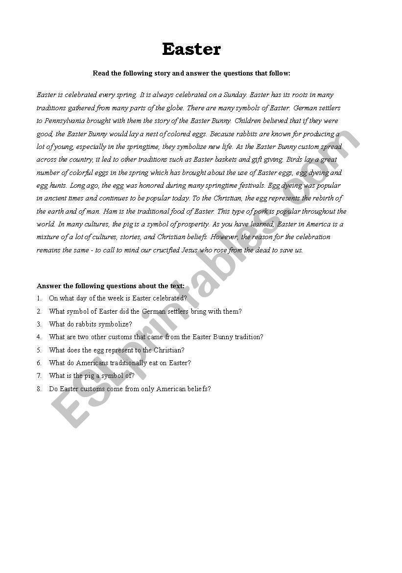 EASTER READINGS worksheet