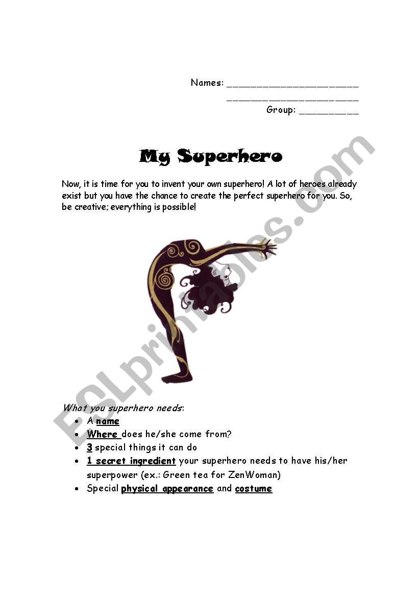 My Superhero worksheet