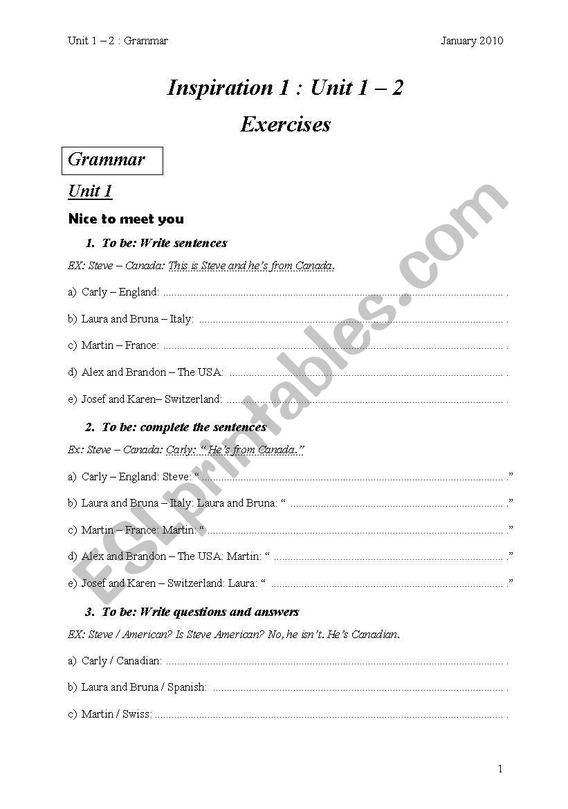 Grammar exercises worksheet