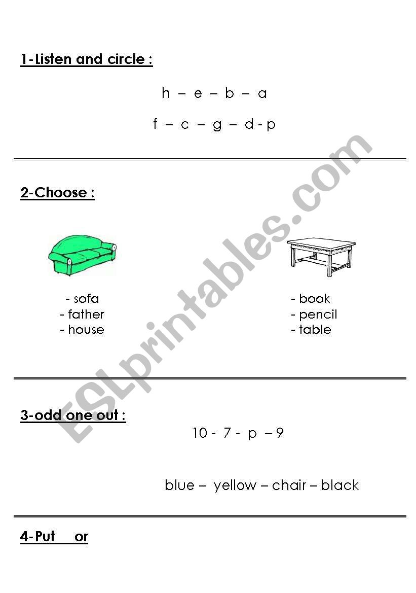 odd one out,choose,listen worksheet