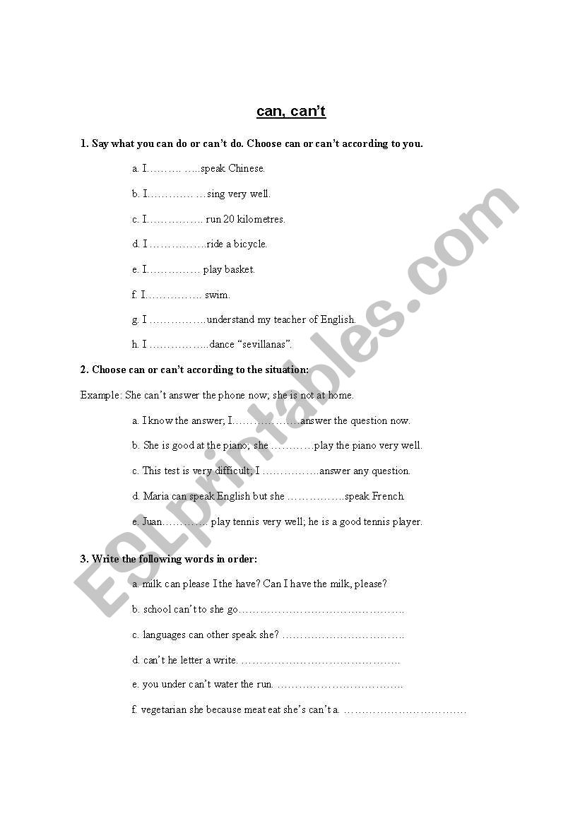 can cant worksheet