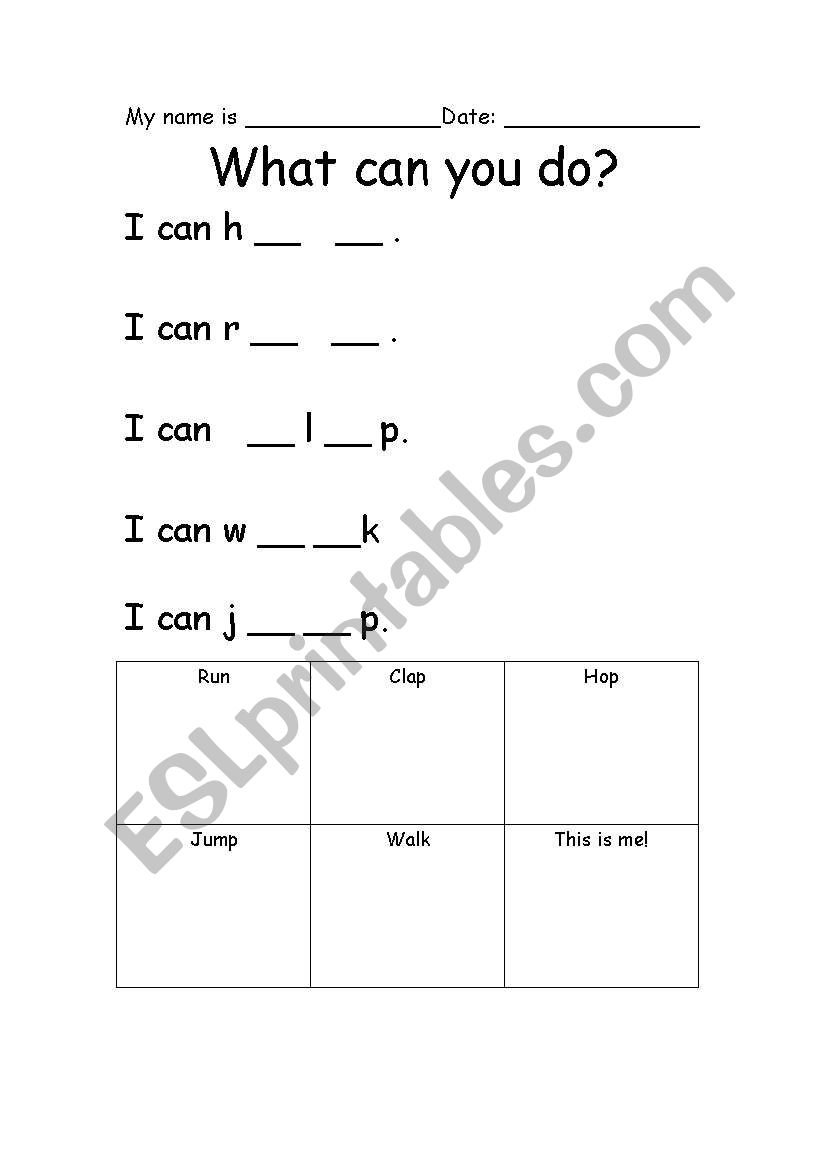 What Can You do? worksheet